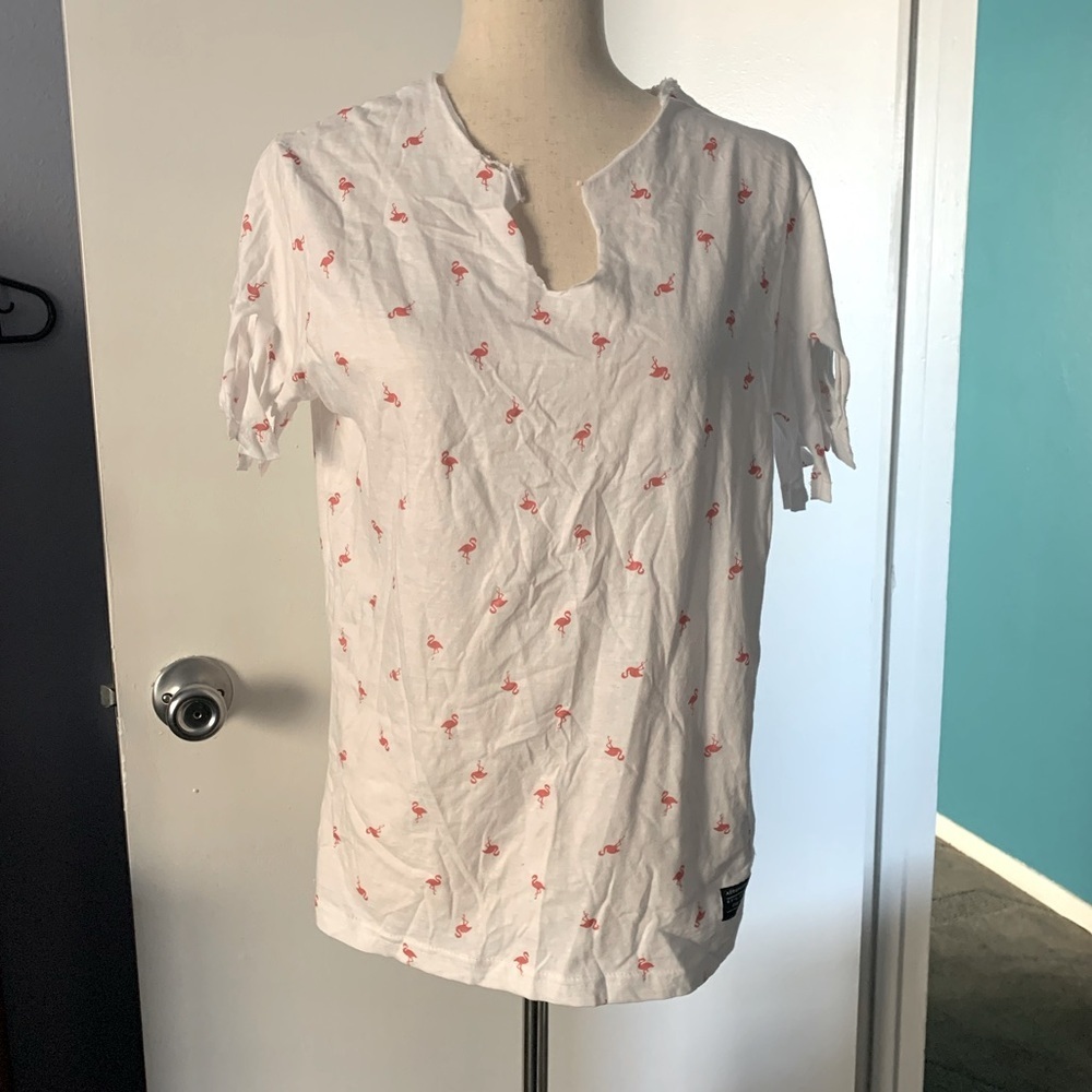 Aeropostale Distressed Tee With Flamingos